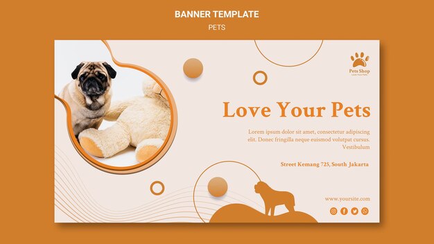 Horizontal banner for pet shop with dog