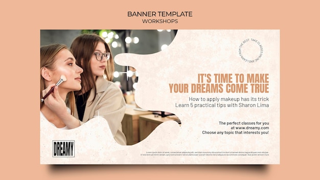 Free PSD horizontal banner for profession workshops and classes