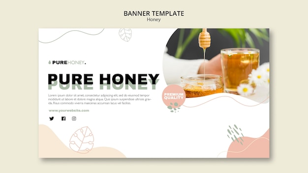 Free PSD horizontal banner for pure honey