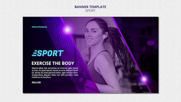 Free PSD horizontal banner for sporting activities