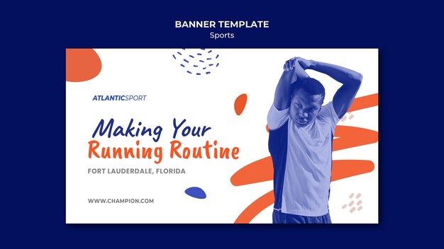 Horizontal banner for sports with man