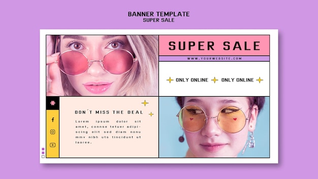 Free PSD horizontal banner for sunglasses super sale