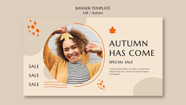 Horizontal banner template for autumn sale