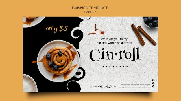 Free PSD horizontal banner template for bakery shop