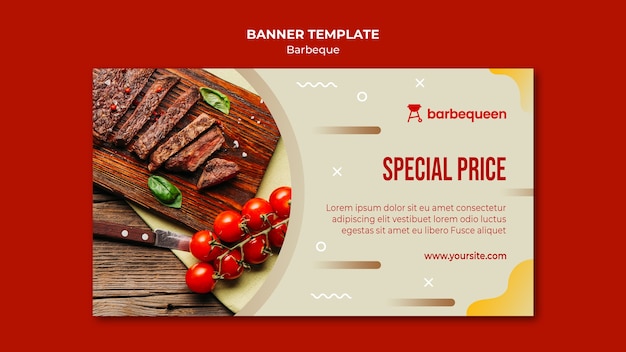 Horizontal banner template for barbecue restaurant