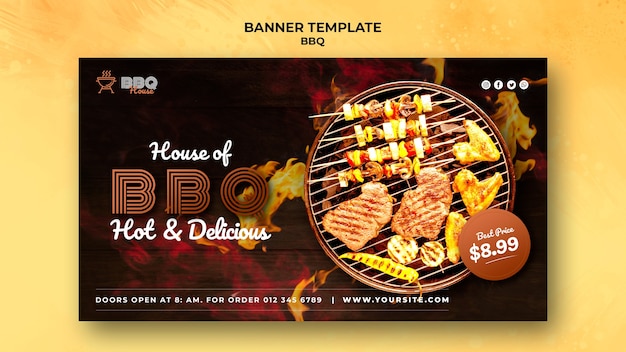 Free PSD horizontal banner template for barbecue