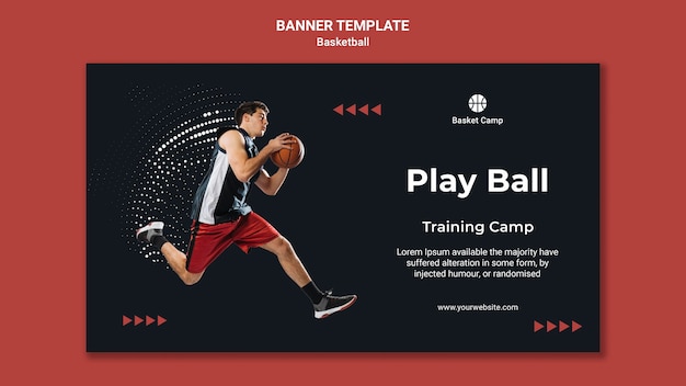 Horizontal banner template for basketball training camp