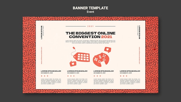 Free PSD horizontal banner template for biggest online convection 2021