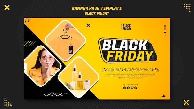 Free PSD horizontal banner template for black friday clearance