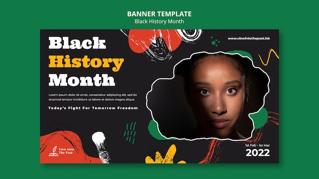 Free PSD horizontal banner template for black history month celebration