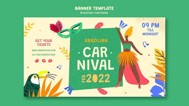 Horizontal banner template for brazilian carnival