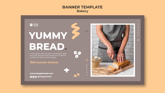 Free PSD horizontal banner template for bread shop