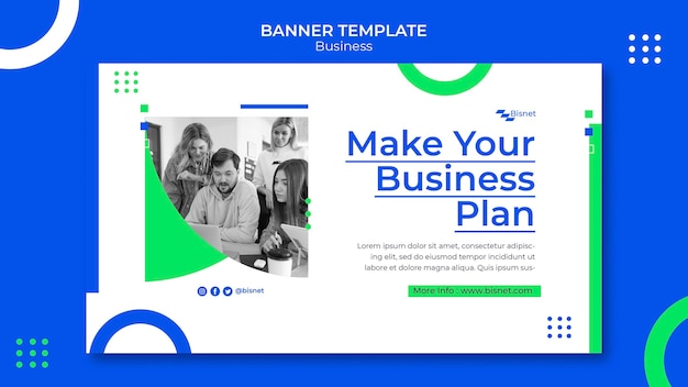 Free PSD horizontal banner template for business solution with monochrome photo