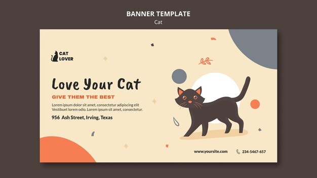 Free PSD horizontal banner template for cat adoption