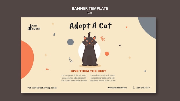 Horizontal banner template for cat adoption