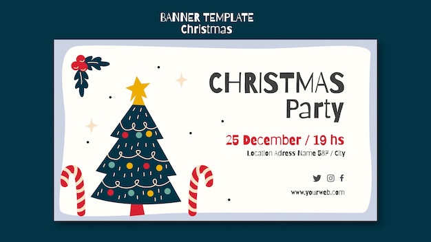 Free PSD horizontal banner template for christmas party