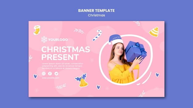 Horizontal banner template for christmas presents