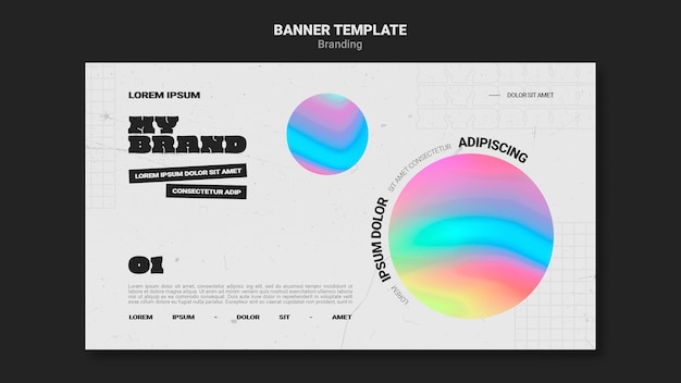 Free PSD horizontal banner template for company branding with colorful circle shape