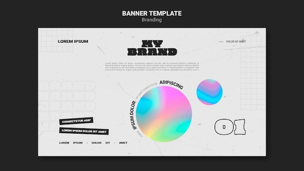 Free PSD horizontal banner template for company branding with colorful circle shape