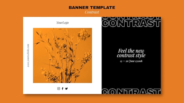 Free PSD horizontal banner template for contrasting style