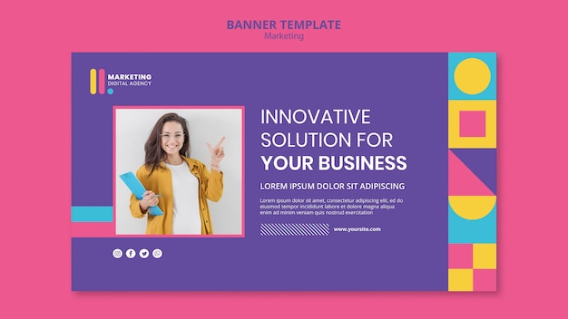 Horizontal banner template for creative marketing agency