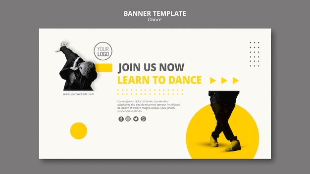 Horizontal banner template for dance lessons