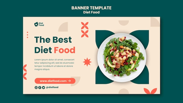 Horizontal banner template for diet food