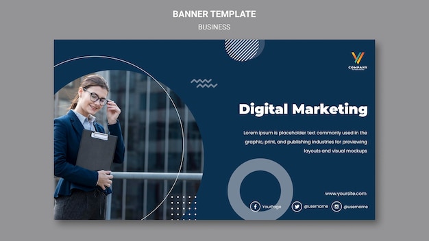 Free PSD horizontal banner template for digital marketing agency