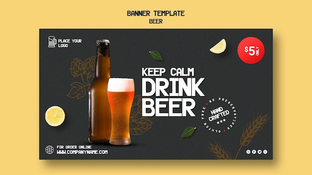 Horizontal banner template for drinking beer