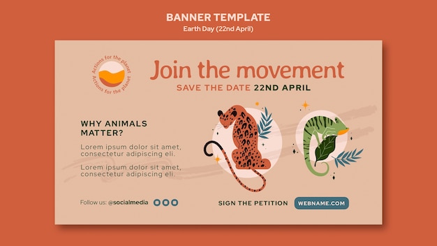 Free PSD horizontal banner template for earth day