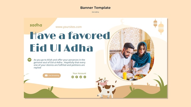 Horizontal banner template for eid al-adha celebration