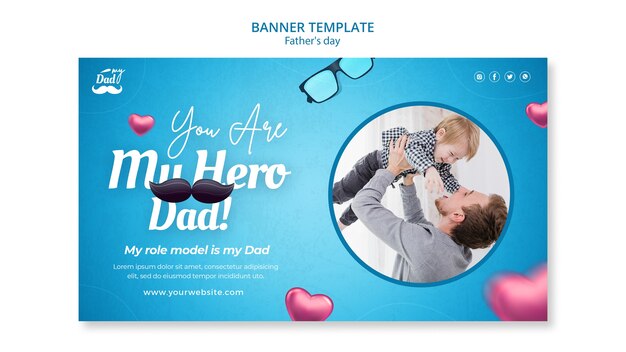 Horizontal banner template for father's day celebration