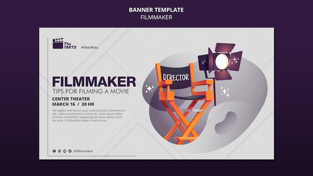 Free PSD horizontal banner template for filmmaker courses with equipment