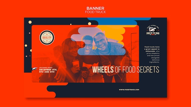 Free PSD horizontal banner template for food truck business