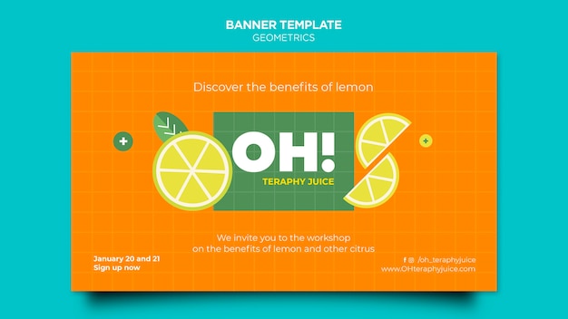 Free PSD horizontal banner template for fruit smoothies recipes