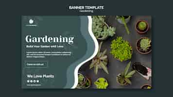 Free PSD horizontal banner template for gardening