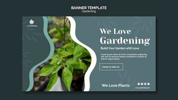 Free PSD horizontal banner template for gardening