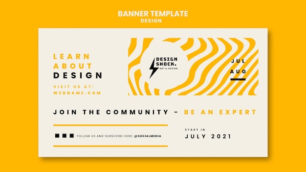 Horizontal banner template for graphic design courses