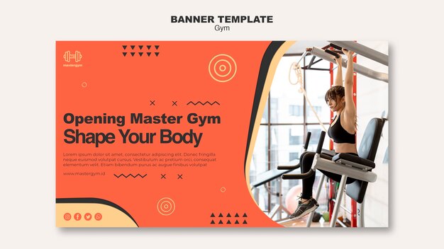 Horizontal banner template for gym activity