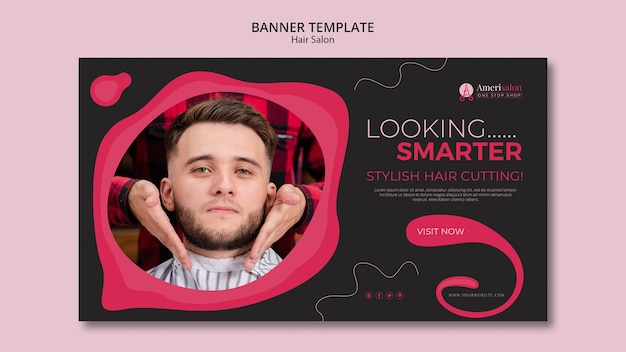 Free PSD horizontal banner template for hair salon