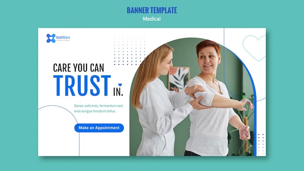 Free PSD horizontal banner template for healthcare