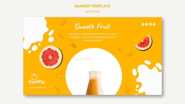 Horizontal banner template for healthy fruit smoothies