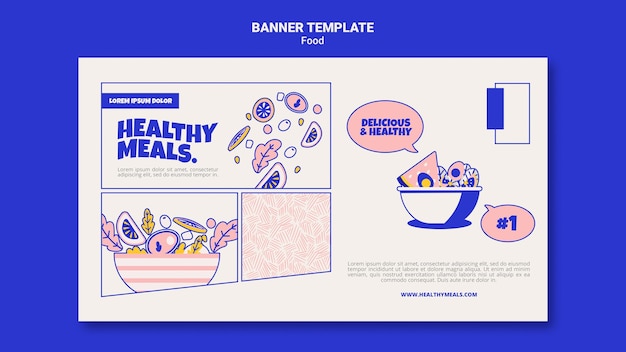 Free PSD horizontal banner template for healthy meals