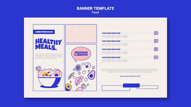 Free PSD horizontal banner template for healthy meals