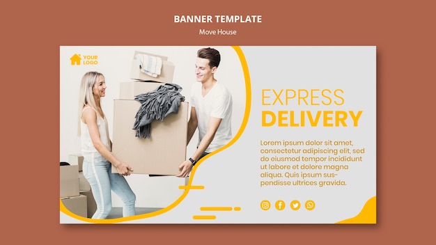 Free PSD horizontal banner template for house moving company