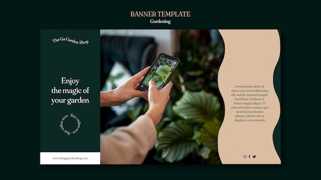 Free PSD horizontal banner template for indoor plant growing