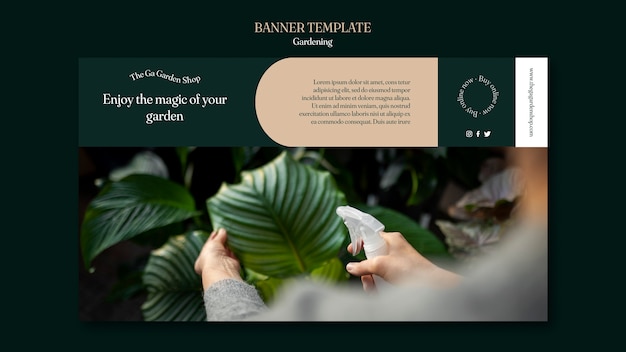 Free PSD horizontal banner template for indoor plant growing