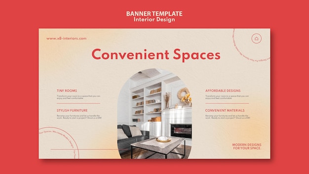 Horizontal banner template for interior design