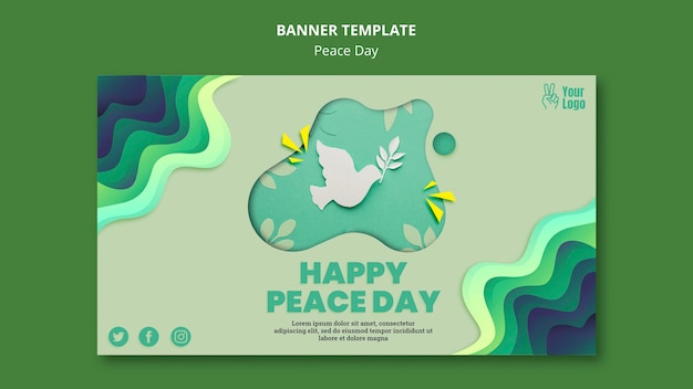 Free PSD horizontal banner template for international peace day