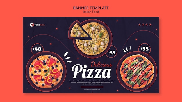 Free PSD horizontal banner template for italian food restaurant